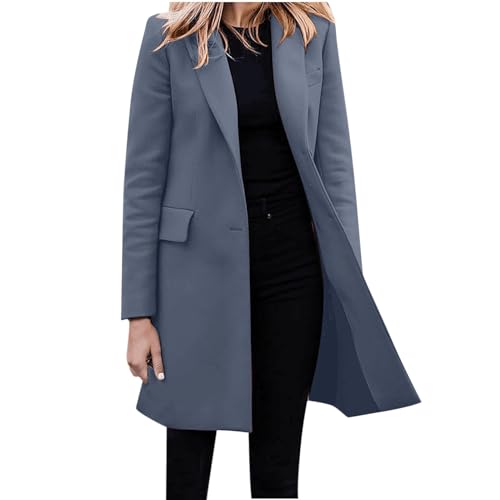 Trenchcoat Damen Schwarz Lang Große Größen Winddichter Jacke Verstellbare Longsleeve Business Übergangsmantel Mantel Einfarbige Zweireihiger Umlegekragen Herbst Elegant Damenmäntel Arbeitsjacke von LCpddajlspig