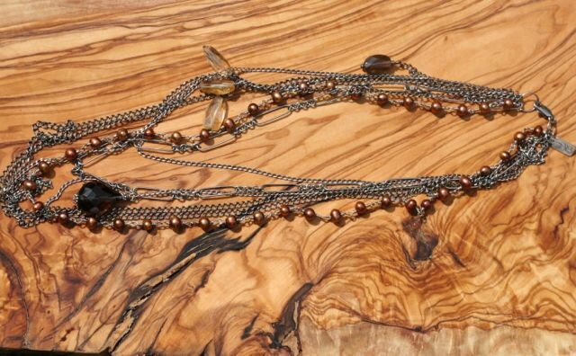 Ein Von Einer Art, Sweeping Oxidiert Sterling Ketten W/Rauch Quarz Tropfen, Citrin Cluster Und Süßwasserperlen Ein Von Einer Art, Sweeping Oxidiert Sterling Ketten W/Rauch Quarz Tropfen, Citrin Cluster Und Süßwasserperlen von LDBJewelry