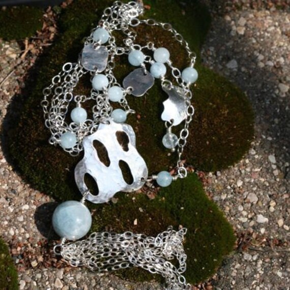 Lange Sterling Silber Aqua Marine Halskette Anhänger Mit Quaste Lange Sterling Silber Aqua Marine Halskette Anhänger Mit Quaste von LDBJewelry