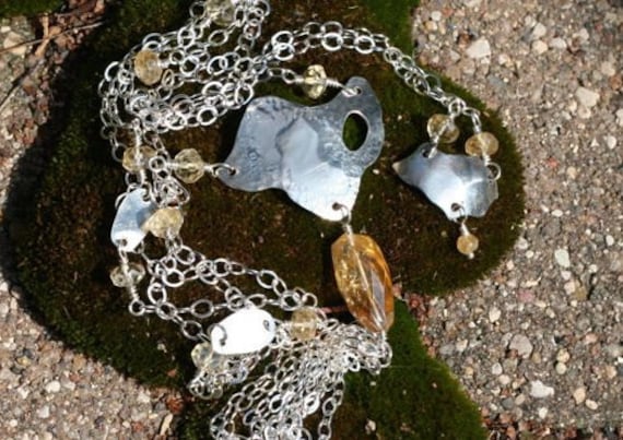 Lange Sterling Silber Citrin Kette Mit Anhänger Und Quaste Lange Sterling Silber Citrin Kette Mit Anhänger Und Quaste von LDBJewelry