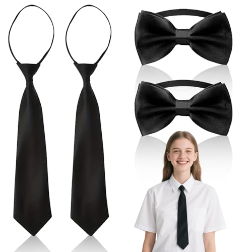 Cravatta Nere da Donna 4 Pezzi Lunga Cravatta Nera JK Cravatta Stretta Regolabile per Ragazze Adatta per Laurea, Affari e Matrimonio, Colore Nero von LDBKLGHJ