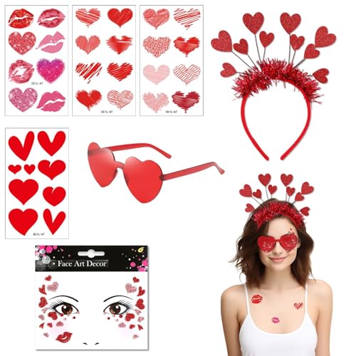 Cupids Fluch Herz Haarreif - Amor Kostüm für Damen mit Herz Sonnenbrille, Amor Pfeil und Bogen - Liebenswert und stilvoll! von LDBKLGHJ