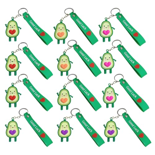Kawaii Avocado Schlüsselanhänger - 12 Stück Schlüsselanhänger, SchlüSselanhäNger Freundschaft Süßer und Robuster Avocado Kuscheltier Schlüsselanhänger, Ideales Valentinstag Avocado Geschenk von LDBKLGHJ