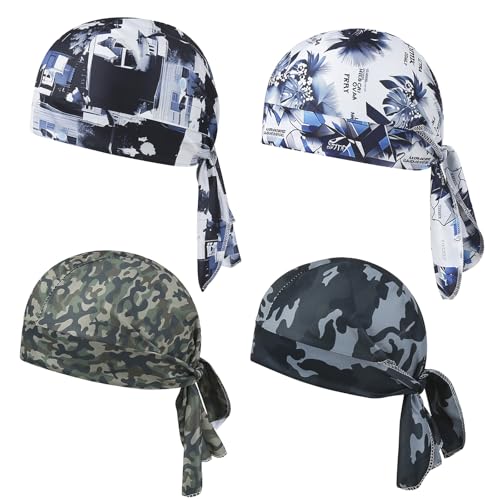 Kopftuch Herren Set+Multifunktionale Sport Bandana+Atmungsaktiv & Schnell Trocknend+4 Stück+Einheitsgröße+Schwarz & Grau Mix von LDBKLGHJ
