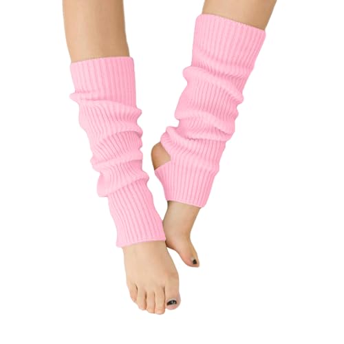 stulpen damen, ballett stulpen mädchen, Frauen Mädchen Ballett Beinwärmer mit Fersenöffnung Lange Strümpfe Overknee Ballett Beinwärmer Ca. 40 cm, rosa von LDBKLGHJ