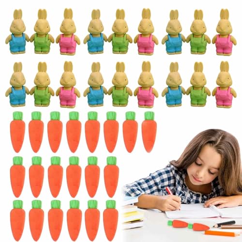 Karotte Radiergummi Gummi Bleistift Radiergummis Ostern Radiergummi - Mix – 38 Karotten Formierte Radiergummis mit Hasen- Schöne Radiergummi Design für Schülerinnen und Schüler von LDBKLGHJ
