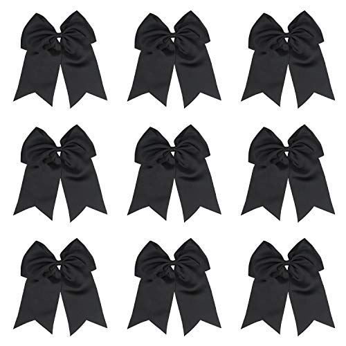 Haarschleifen für Mädchen, Pferdeschwanz-Halter, elastisch, große Haarschleifen (FD3) - Schwarz - von LDDCX