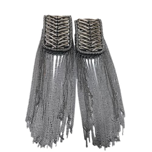 LDDGZS Modische Persönlichkeit Strass Metall Quaste Epaulette Bühne Laufsteg Kostüm Zubehör Abzeichen Anzug Außenkleid Schulter Zubehör Pin (ein Paar), Length: 26.5cm, width: 6cm, Zink, Strass von LDDGZS