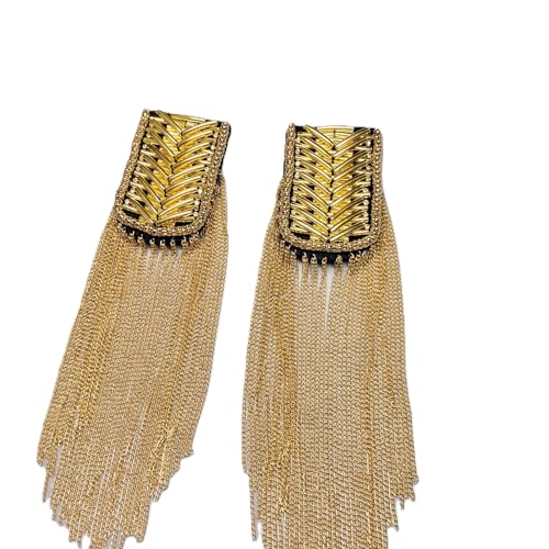 LDDGZS Modische Persönlichkeit Strass Metall Quaste Epaulette Bühne Laufsteg Kostüm Zubehör Abzeichen Anzug Außenkleid Schulter Zubehör Pin (ein Paar), Length: 26.5cm, width: 6cm, Zink, Strass von LDDGZS