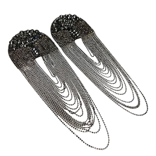 LDDGZS Schulter-Brosche mit Kristall-Strasssteinen, geeignet für Männer und Frauen, Pistolenfarbe, Silber, kaskadierendes Design, formelles Abendgarderobe-Accessoire, Pistolenfarbe, Large von LDDGZS