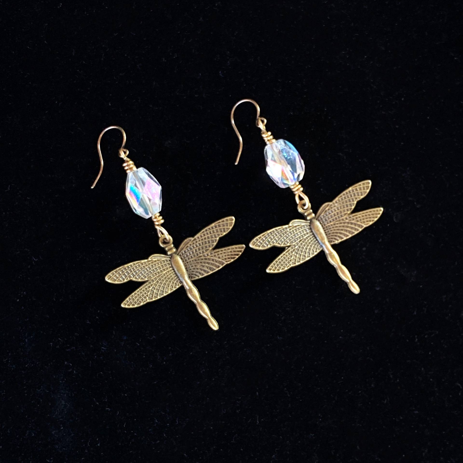 Messing Libelle Und Quartz Edelstein Ohrringe von LDEAffinityJewelry