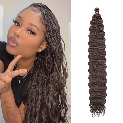 LDGUGO Curly Braiding Hair for Black Women Deep Wave Ocean Wave Crochet Hair Water Wave Braiding Hair for Boho Braids Twist Crochet Hair - Wet and Wavy Braiding Hair Extension 24 Inch(Pack of 1) von LDGUGO