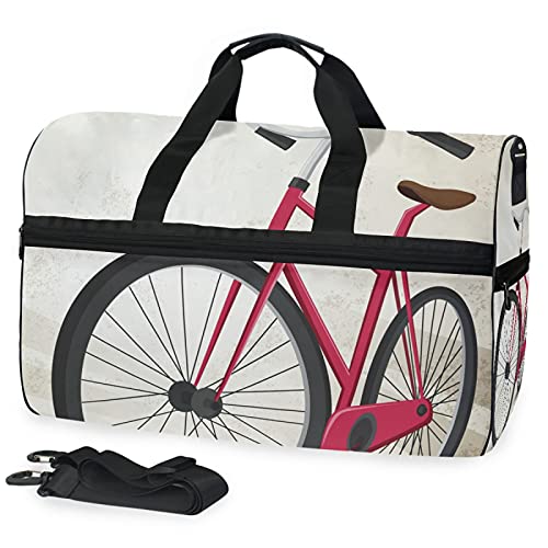 Altes Rotes Kunstrad Sporttasche Badetasche mit Schuhfach Reisetaschen Handtasche für Reisen Frauen Mädchen Männer von LDIYEU