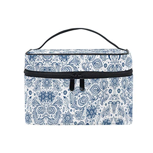 Blaue Blume Kosmetiktasche Organizer Reißverschluss Make up Taschen Kulturbeutel Waschtasche für Damen Mädchen Frauen von LDIYEU