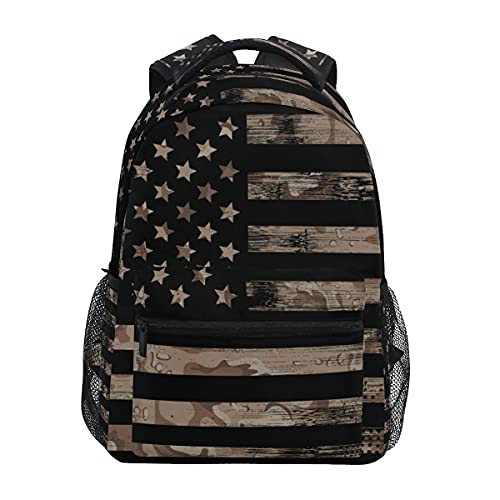 Camo-Block Mit Amerikanischer Flagge Schulter Student Rucksacks Bookbags Kinderrucksack Büchertasche Rucksäcke für Teen Mädchen Jungs von LDIYEU