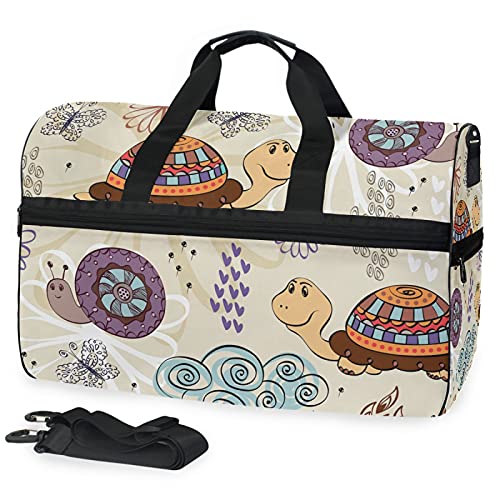 Cartoon Meeresschildkröte Schnecke Sporttasche Badetasche mit Schuhfach Reisetaschen Handtasche für Reisen Frauen Mädchen Männer von LDIYEU