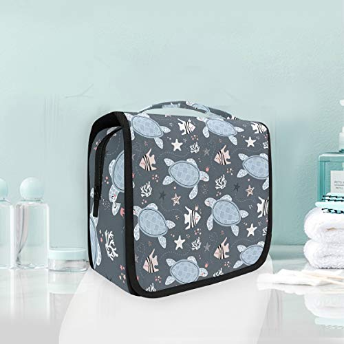 Cartoon Schildkröten Fisch Kulturbeutel Hängend Faltbar Mädchen Kulturtasche Toilettentasche Toiletttasche Makeup Tasche Kosmetiktasche für Frauen Mädchen Damen von LDIYEU