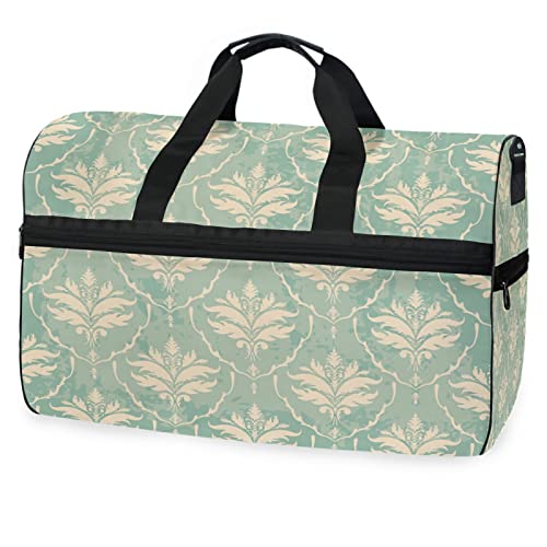 Florales Blumenmuster Grün Sporttasche Badetasche mit Schuhfach Reisetaschen Handtasche für Reisen Frauen Mädchen Männer von LDIYEU