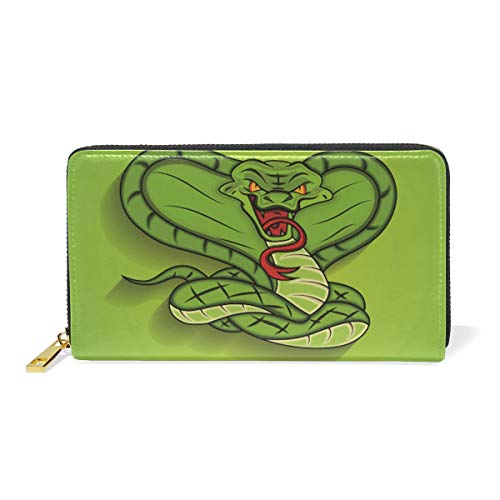 Grün Wütend Wilde Schlange Leder Brieftasche Reißverschluss Geldbörse Telefon Kreditkartenetui Portemonnaie Wallet für Frauen Mädchen Männer von LDIYEU