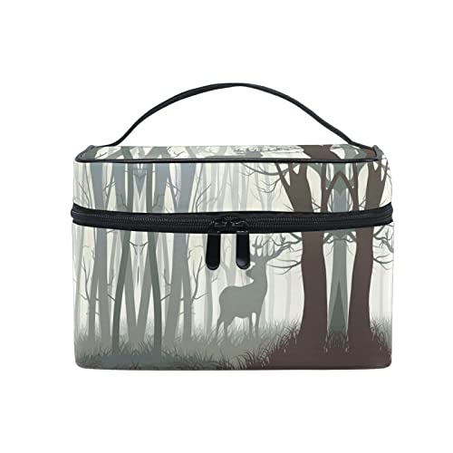 Herbstwald Hirsch Tier Kosmetiktasche Organizer Reißverschluss Make up Taschen Kulturbeutel Waschtasche für Damen Mädchen Frauen von LDIYEU