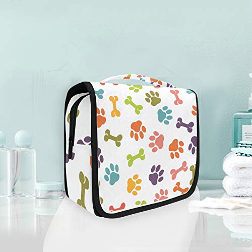 Hundepfote Kulturbeutel Hängend Faltbar Mädchen Kulturtasche Toilettentasche Toiletttasche Makeup Tasche Kosmetiktasche für Frauen Mädchen Damen von LDIYEU