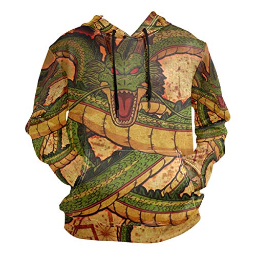 LDIYEU Grüne Kunst Drachen Kapuzenpullis Kapuzenpullover Sport Sweatjacke Herren Mit 3D Druck Hoodie Kapuze für Mädchen Jungen Männer von LDIYEU