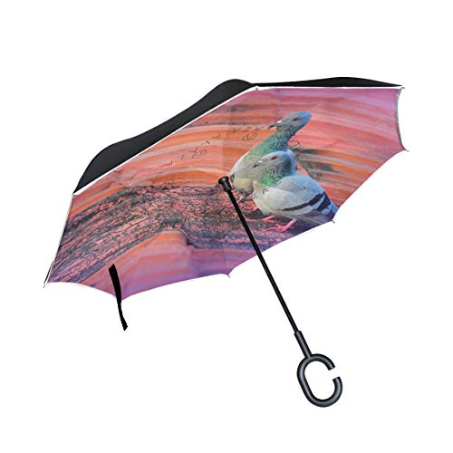 Lila Taube Invertierter Regenschirm UV-Schutz Winddichter Umbrella Invertiert Schirm Kompakt Umkehren Schirme für Auto Jungen Mädchen Reise Strand Frauen von LDIYEU