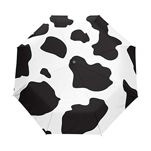 Milch Kuh Farbe Regenschirm Taschenschirm Auf-Zu Automatik Schirme Winddicht Leicht Kompakt UV-Schutz Reise Schirm für Jungen Mädchen Strand Frauen von LDIYEU