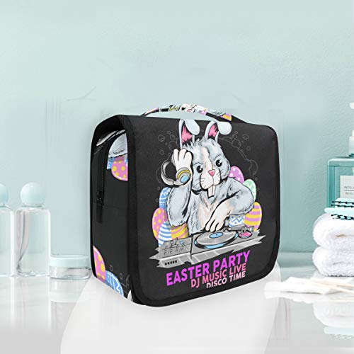 Oster Tag Kaninchen Musik Hase Kulturbeutel Hängend Faltbar Mädchen Kulturtasche Toilettentasche Toiletttasche Makeup Tasche Kosmetiktasche für Frauen Mädchen Damen von LDIYEU