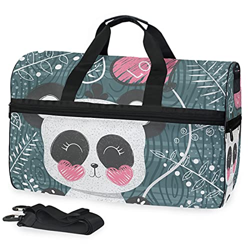 Panda-Liebesherz Sporttasche Badetasche mit Schuhfach Reisetaschen Handtasche für Reisen Frauen Mädchen Männer von LDIYEU