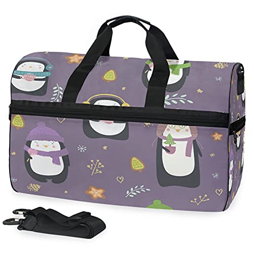 Pinguine Musik Lila Sporttasche Badetasche mit Schuhfach Reisetaschen Handtasche für Reisen Frauen Mädchen Männer von LDIYEU