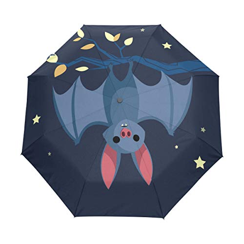 Stern Blau Fledermaus Regenschirm Taschenschirm Auf-Zu Automatik Schirme Winddicht Leicht Kompakt UV-Schutz Reise Schirm für Jungen Mädchen Strand Frauen von LDIYEU
