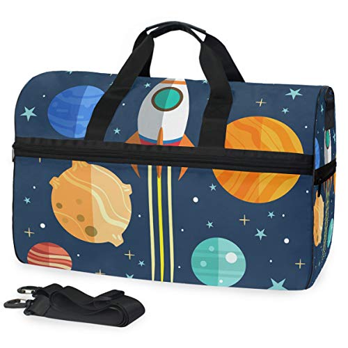 Universum Galaxie Rakete Sporttasche Badetasche mit Schuhfach Reisetaschen Handtasche für Reisen Frauen Mädchen Männer von LDIYEU