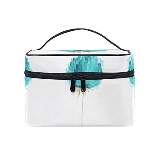 Weiß Blaue Blume Kosmetiktasche Organizer Reißverschluss Make up Taschen Kulturbeutel Waschtasche für Damen Mädchen Frauen von LDIYEU