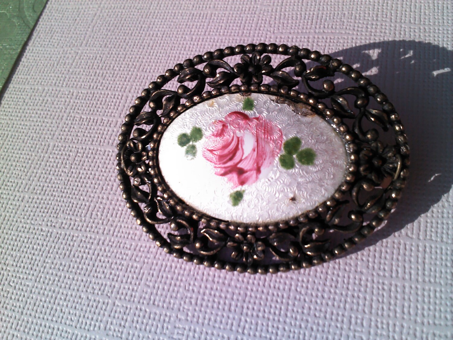 50Er Jahre Upcycled Gemalt Rose Heirloom Hair Barrette von LDJJewelry