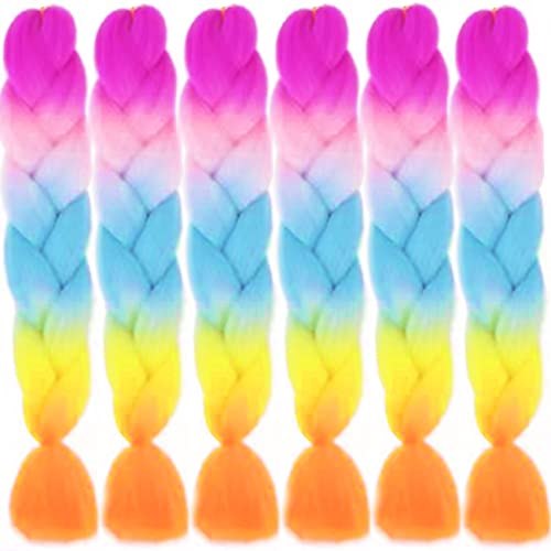 LDMY Rainbow Jumbo Braiding Hair Extensions- 6pcs/pack 24Inch Braids Extensions Kanekalon Synthetic Hair for Women 100g/pc LDMY Rainbow Jumbo Braiding Hair Extensions- 6pcs/pack 24Inch Braids Extensions Kanekalon Synthetic Hair for Women 100g/pc von LDMY