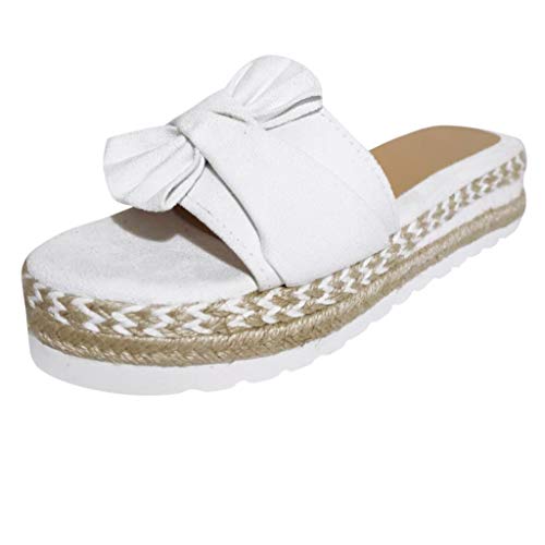 LDOZ Damenmode mit offenem Zehenbereich, atmungsaktiver Keilabsatz, bequeme Fischmaul-Hausschuhe im Sommer(White,9) von LDOZ