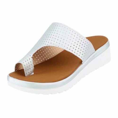 LDOZ Lässige Sandalen mit offener Zehenpartie für den Sommer, Schlupfsandalen mit Ringzehe und Doppelschnallen(Silver,7) von LDOZ