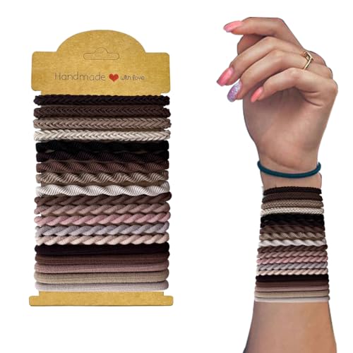 Morandi 19 Stück Boho-Haargummis für Damen, 4 Stile, Haargummis für dickes und dünnes langes lockiges Haar, Haarzubehör (Boho 01) von LDQMS