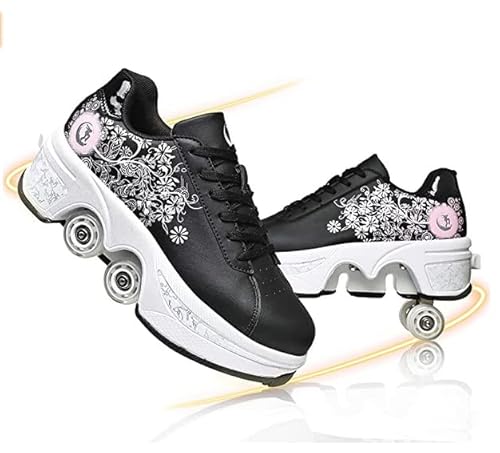 Schuhe mit Rollen, Rollschuhe Skateboard Schuhe Kinderschuhe Mit Rollen Skate Shoes Rollen Schuhe Sportschuhe Laufschuhe Sneakers Mit Rollen für mädchen Und Damen von LDRFSE