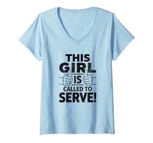 Damen LDS Missionarin Spruch This Girl is Called to Serve T-Shirt mit V-Ausschnitt von LDS Missionarin Glaube Zitat