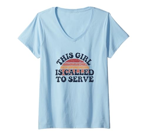 Damen LDS Missionarin Spruch This Girl is Called to Serve T-Shirt mit V-Ausschnitt von LDS Missionarin Glaube Zitat
