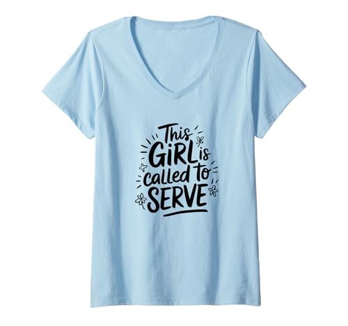 Damen LDS Missionarin Spruch This Girl is Called to Serve T-Shirt mit V-Ausschnitt von LDS Missionarin Glaube Zitat
