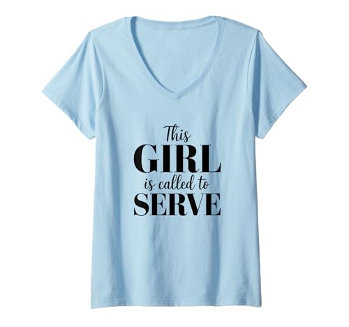 Damen LDS Missionarin Spruch This Girl is Called to Serve T-Shirt mit V-Ausschnitt von LDS Missionarin Glaube Zitat