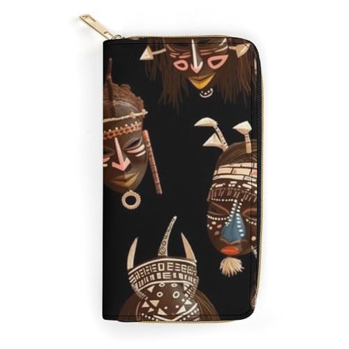 African Ritual Ethnic Tribal Slim Thin Credit Card Wallet PU Leather Bifold Cash Wallet Zipper Coin Pocket ID Window Wallet Storage Bag Wallet Coin Purse Pouch Change Holder Small with Zipper for Me von LDTVSFZQ