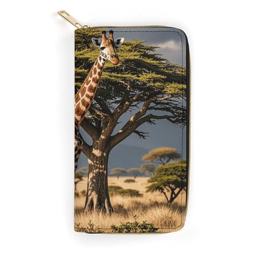 Afrika Giraffe Majestic Tree Slim Thin Credit Card Wallet PU Leather Bifold Cash Wallet Zipper Coin Pocket ID Window Wallet Storage Bag Wallet Coin Purse Pouch Change Holder Small with Zipper for Me von LDTVSFZQ