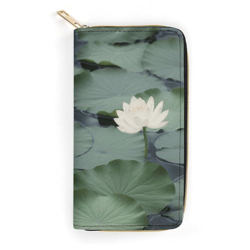 Black Lily Pads Slim Thin Credit Card Wallet, PU Leather Bifold Cash Wallet, Zipper Coin Pocket ID Window Wallet Storage Bag Wallet Coin Purse Pouch Change Holder Small with Zipper for Men And Women von LDTVSFZQ