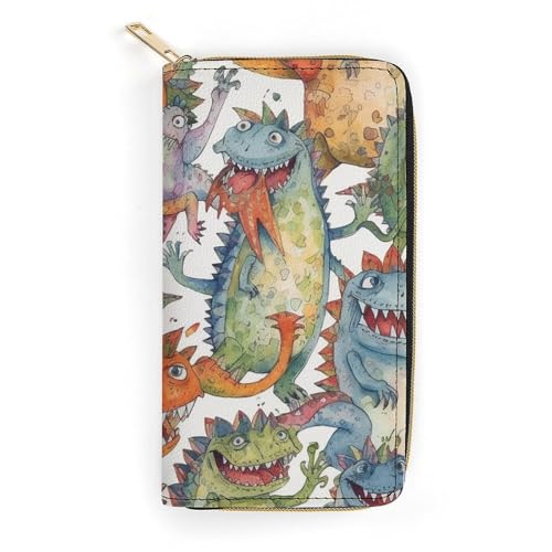 Chaotic Colorful Monsters Slim Thin Credit Card Wallet, PU Leather Bifold Cash Wallet, Zipper Coin Pocket ID Window Wallet Storage Bag Wallet Wallet Coin Purse Pouch Change Holder Small with Zipper von LDTVSFZQ