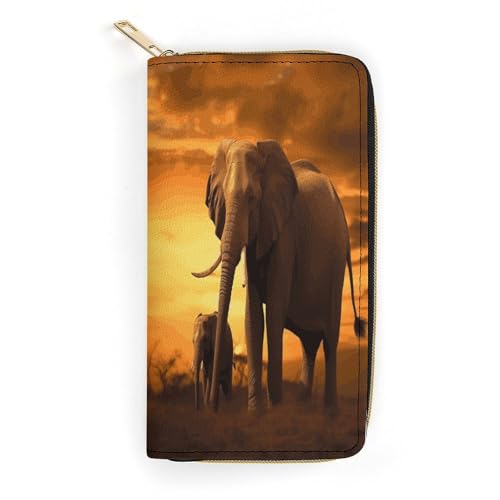 Elephant Slim Thin Credit Card Wallet, PU Leather Bifold Cash Wallet, Zipper Coin Pocket ID Window Wallet Storage Bag Wallet Coin Purse Pouch Change Holder Small with Zipper for Men And Women, style von LDTVSFZQ