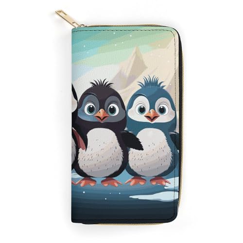 Five Cute Penguins Slim Thin Credit Card Wallet, PU Leather Bifold Cash Wallet, Zipper Coin Pocket ID Window Wallet Storage Bag Wallet Wallet Coin Purse Pouch Change Holder Small with Zipper for Men von LDTVSFZQ